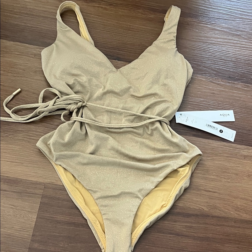 Aqua Shimmering Gold One Piece